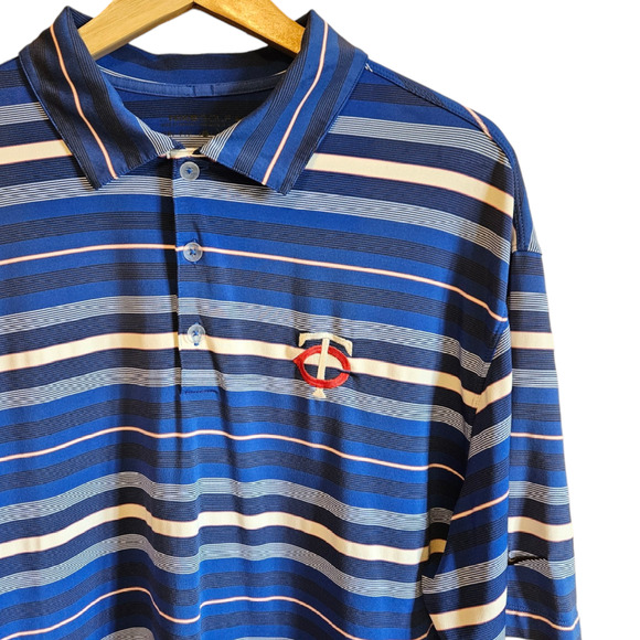 Nike Golf Minnesota Twins Baseball Men's Stripe Blue Polo Shirt Size XLarge - Picture 4 of 7